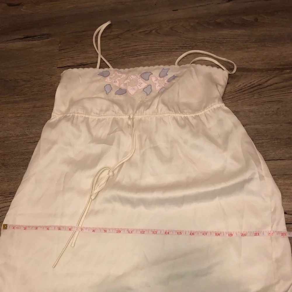 2/$30 Linda Lingeria Long Night Gown w Pink & Purple Flowers Spaghetti Strap S - Picture 6 of 7